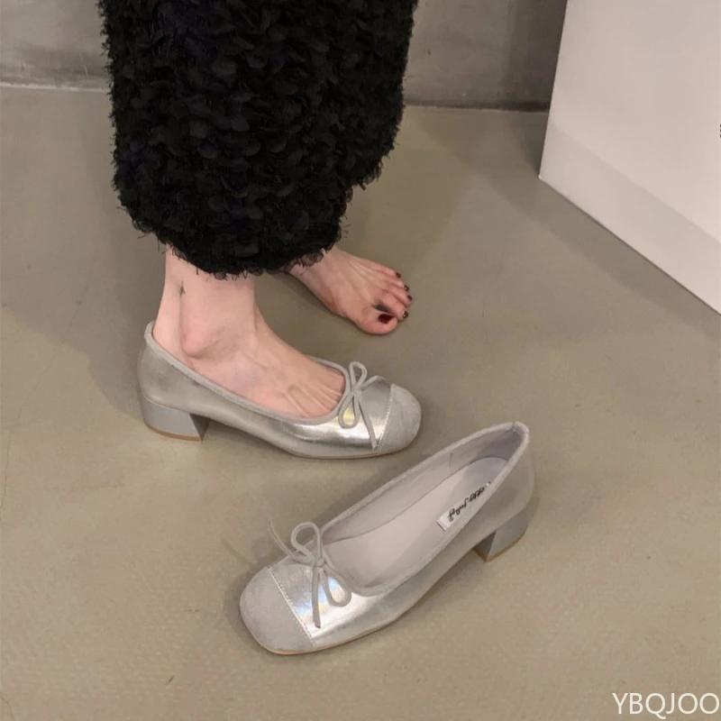 Ladies New Mary Jane Flats Retro Ballet Red Single Shoes Bow Shaped Elegant Women's Shoes Light Comfortable Flat Mujer