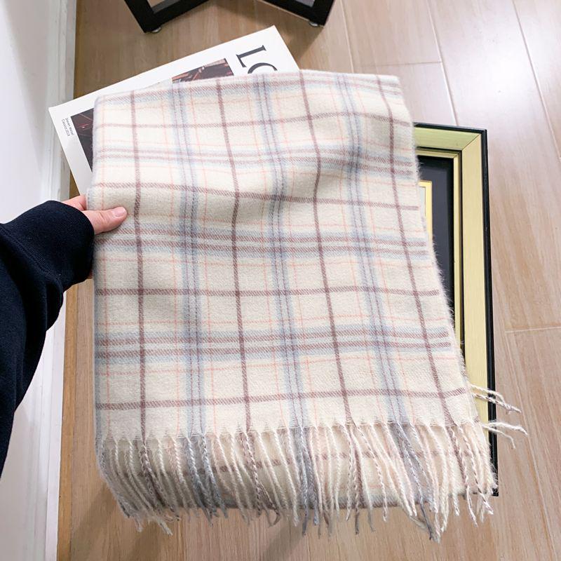 Women's Faux Cashmere Plaid Scarf - Korean Style, Thick & Warm Autumn/Winter Shawl