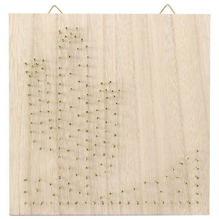 Kit complet de string art - Décoration murale - Tableau cactus - Bois - Multicolore - Intérieur