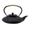 European Style Enamel Cast Iron Teapot with Flat Bamboo Design