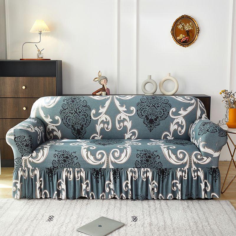 Luxury Stretch Sofa Cover with Skirt - Soft, Breathable & Non-Slip Milk Fleece Couch Protector Fit for Single, Double, Triple, and Sectional Sofas