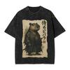 Retro Vintage Japanese Samurai Capybar Washed T Shirts Streetwear Hip Hop Novelty Tshirts Tees Men Women Short Sleeve Harajuku