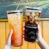 1000ml Heat-Resistant Glass Tumbler with Straw