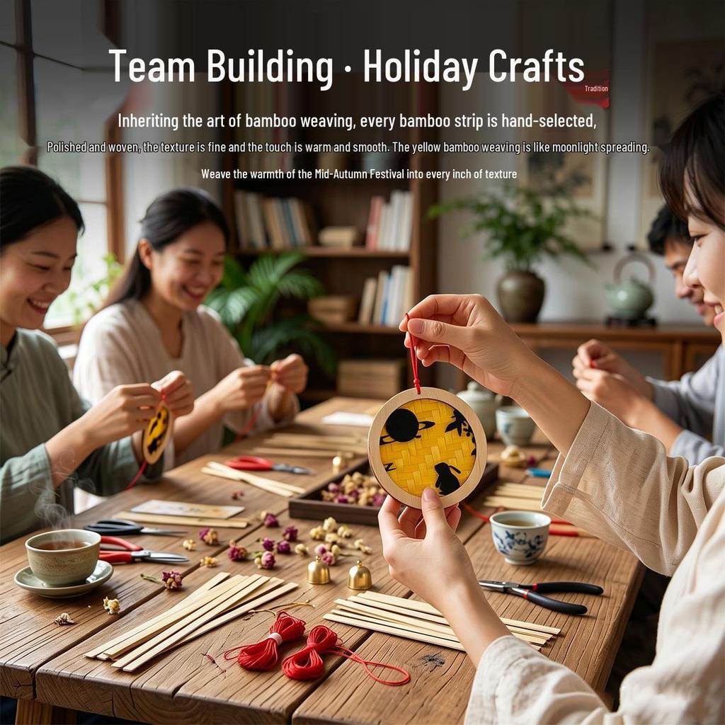 Bamboo Woven Wind Chime DIY Kit - Mid-Autumn Festival Atmosphere Bell Pendant for Team Building