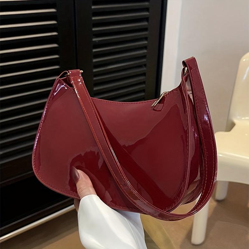 Elegante Borsa a Spalla Monocolore, Mini Borsa da Sotto Braccio da Donna, Portafoglio Sicuro con Zip, Custodia Multifunzione per Telefono, Tracolla Regolabile Leggera