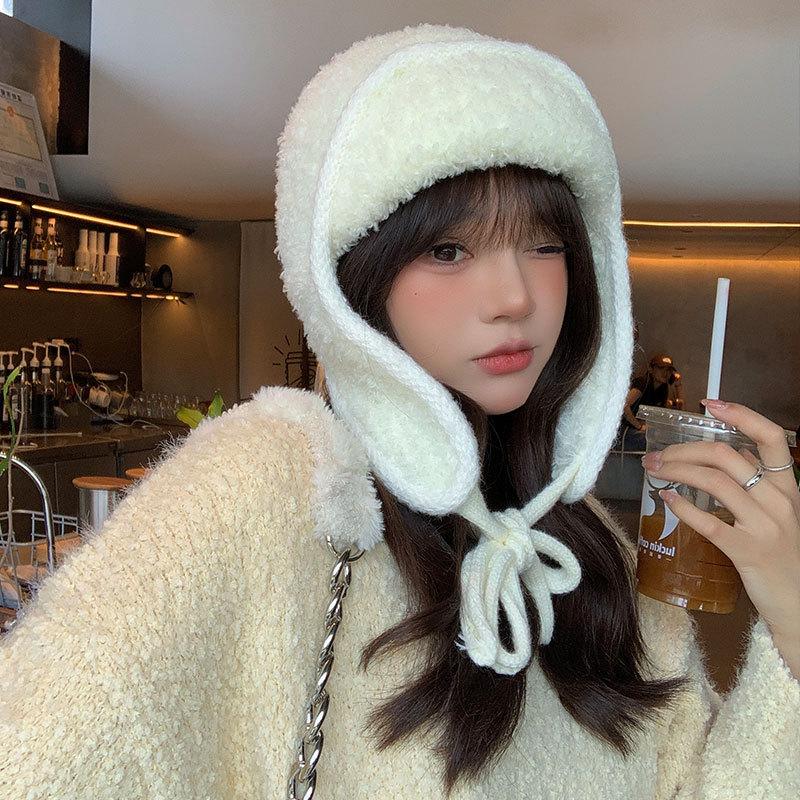 Keep Warm and Cold Children Autumn and Winter Thickened Fleece Ear Protector Knitted Wool Balaclava Hat