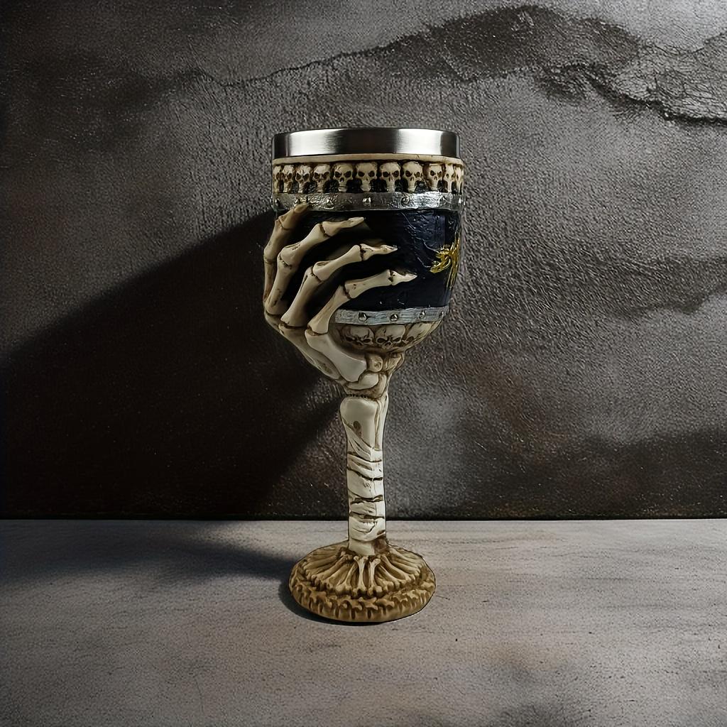 Gothic Skeleton Hand Goblet Halloween Skull Wine Glass Liner Dark Art Home Decor Gift for Gothic Enthusiast Party Drinkware