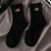 Women's Korean Trendy Cartoon Long Sports Socks - Black & White, Mid-Tube, Autumn/Winter, All-Match.
