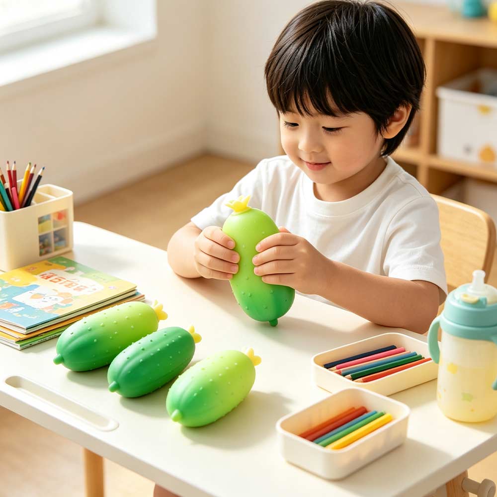 Simulated Slow Rebound Cucumber Soft Vegetable Pinch Funny Cucumber Squeeze Model  Photo Prop