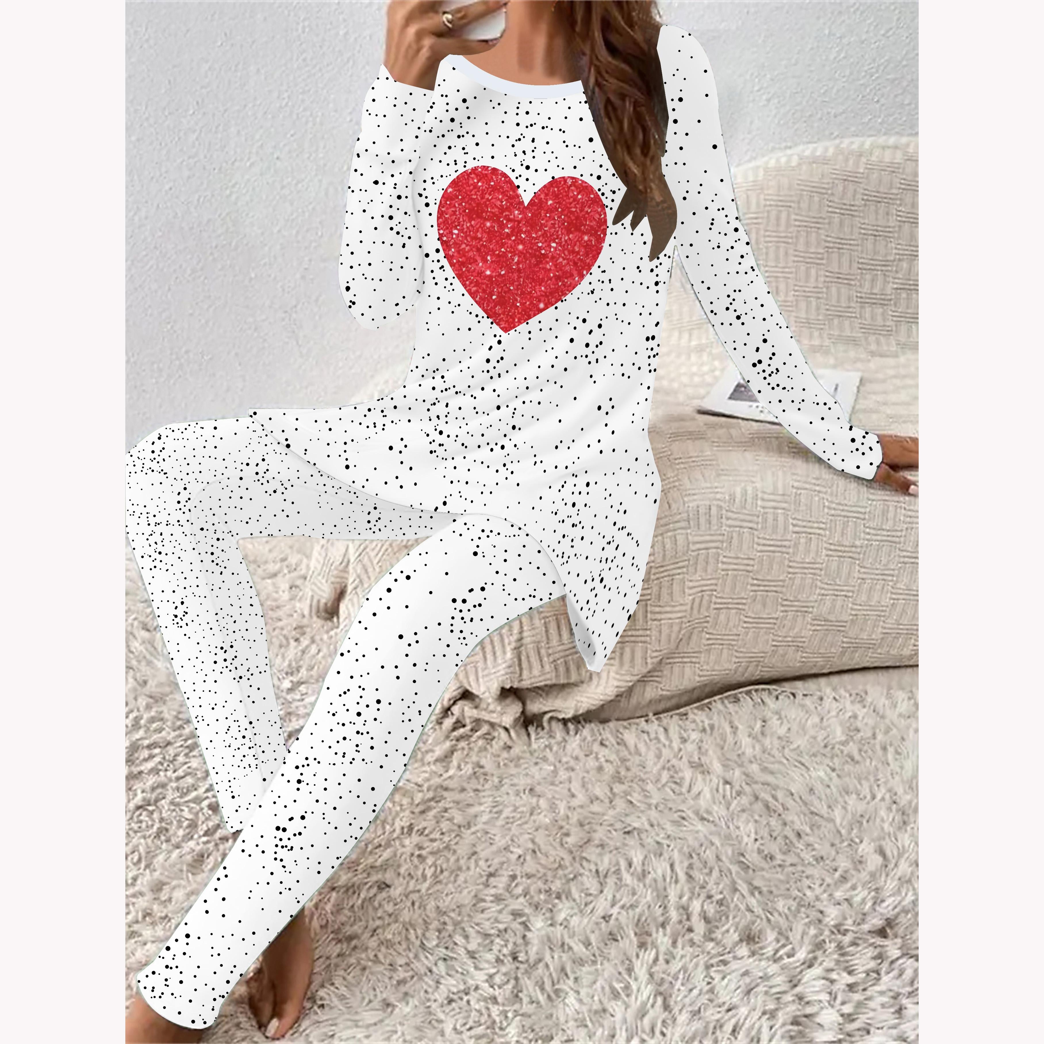 

Євро-американська мода 3D принт символу серця жіночий чотирисезонний футболка з довгим рукавом + довгі штани набір з двох предметів. Ідеальний подарунок до Дня Святого Валентина 8XL білий