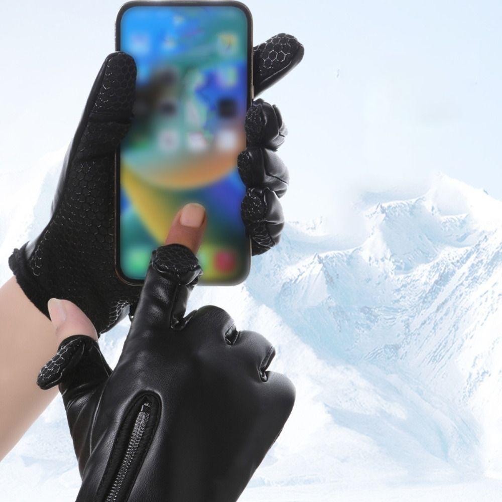 PU Leather Men's Winter Gloves Waterproof Touchscreen Gloves Warm Gloves Cycling Gloves  Motorcycle