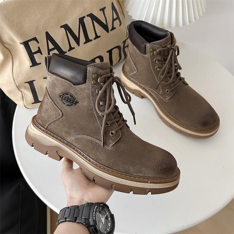 

Ботинки мартин мужские комбинезоны ботинки кожаные универсальные ботинки в британском стиле ретро повседневная мужская обувь модные мужские ботинки 38 хаки