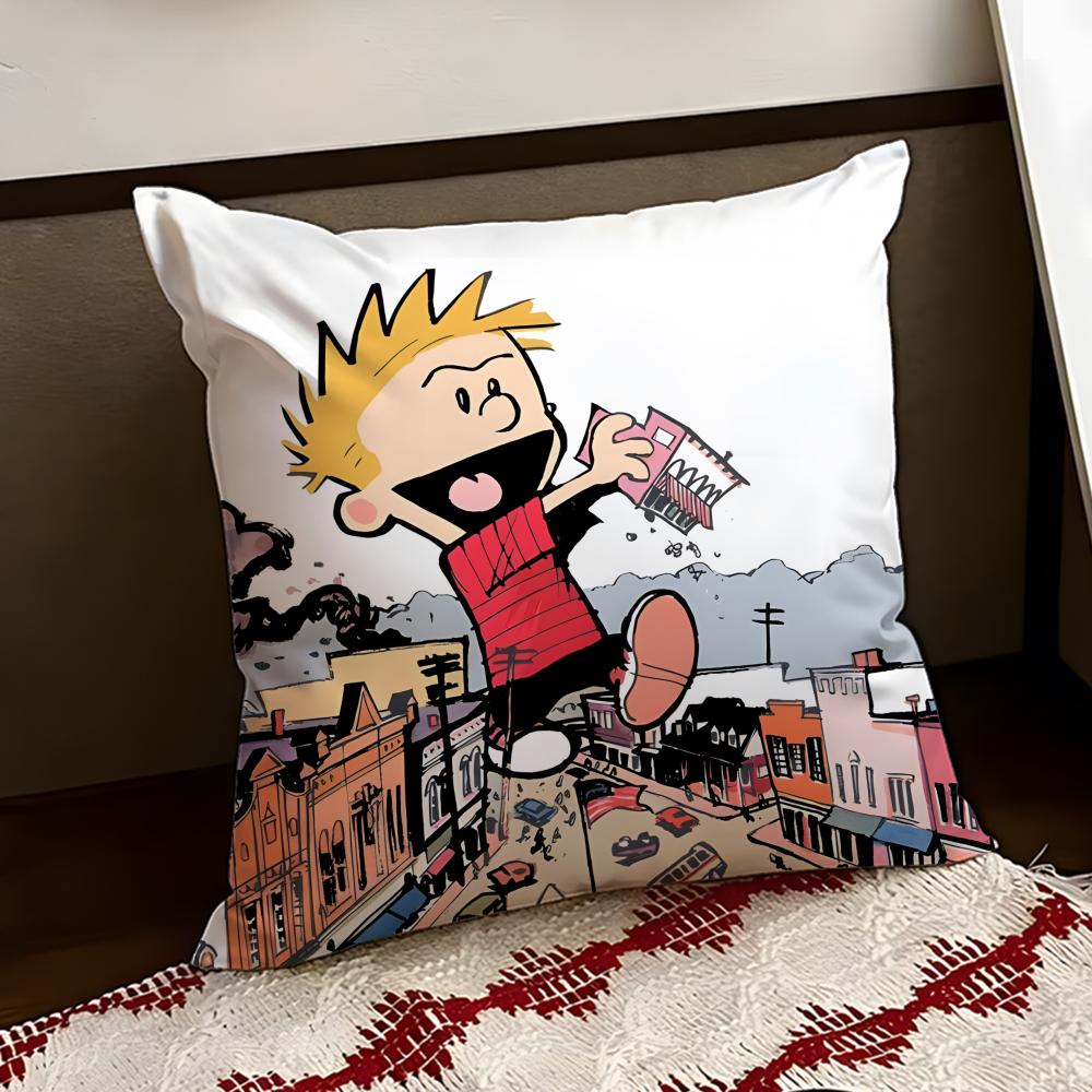 Cartoon CCalvin and HHobbes Cushion Cover Reversible Soft Durable Pillow Cover Home Car MultiScene Use for Daily Comfort