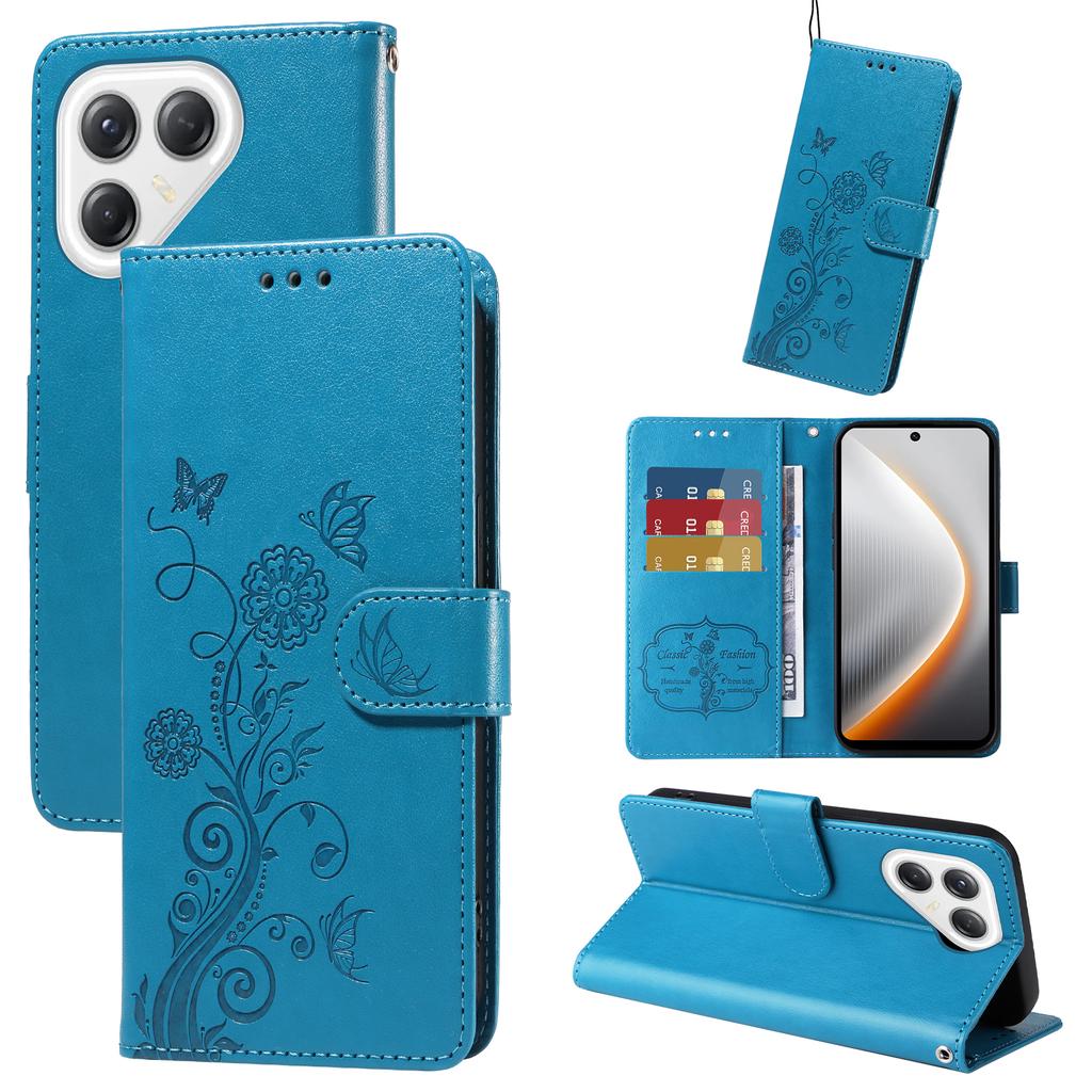 For TECNO Pova 7 Ultra 5G Leather Case Butterfly Floral Imprint Wallet Stand Cover