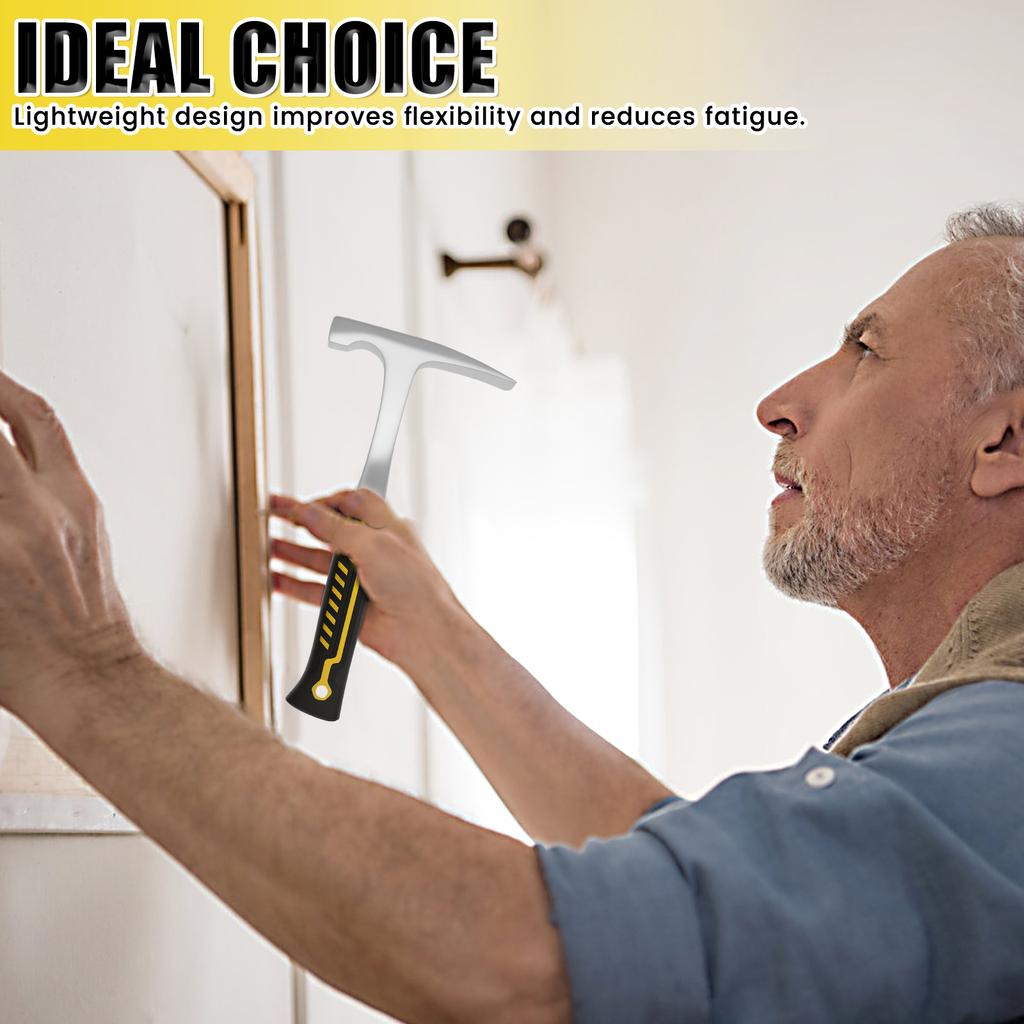 Sheet Metal Hammer Multifunctional Geological Hammer Single Handed Sheet Metal Pounder Flat Head Rock Hammer Anti Slip Hand Tool