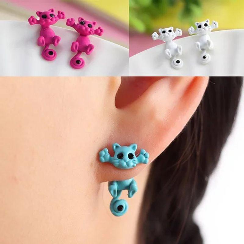 3D Entzückende Katze Kätzchen Ohrstecker Cartoon Tierohrringe Schmuck Mode