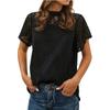 Women's Cute Lace Blouse Top Short Sleeve Lace Hollow Out Turtle Neck T Shirt