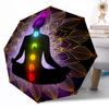Chakra Balance Mandala Automatischer Regenschirm Kompakt 8-Rippen-Design Leicht Ganzjahres-Reise-Outdoor-Zubehör Perfektes Geschenk für Frauen Männer