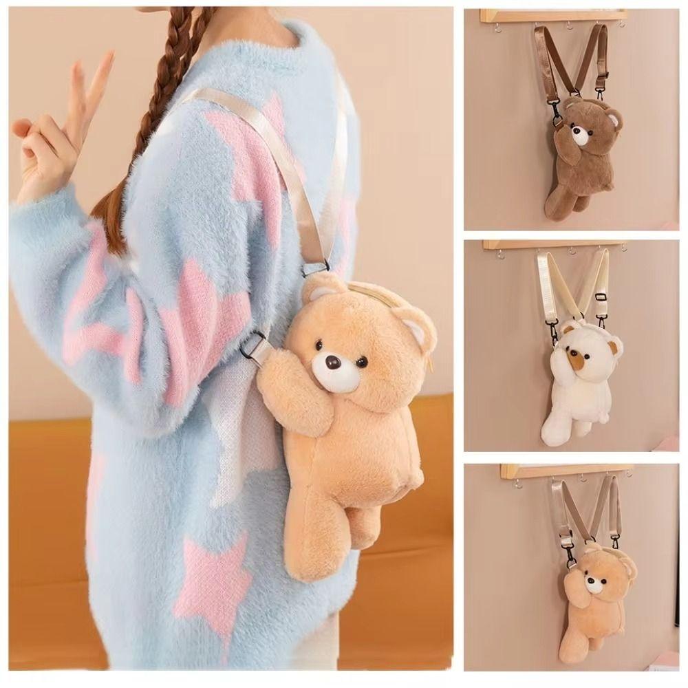 Large Capacity Plush Bear Crossbody Bag Doll Animal Shoulder Bag Children Backpack Students