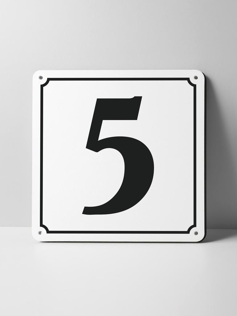 Metal Sign Black House Number On White Background Outdoor Wall Art Decor