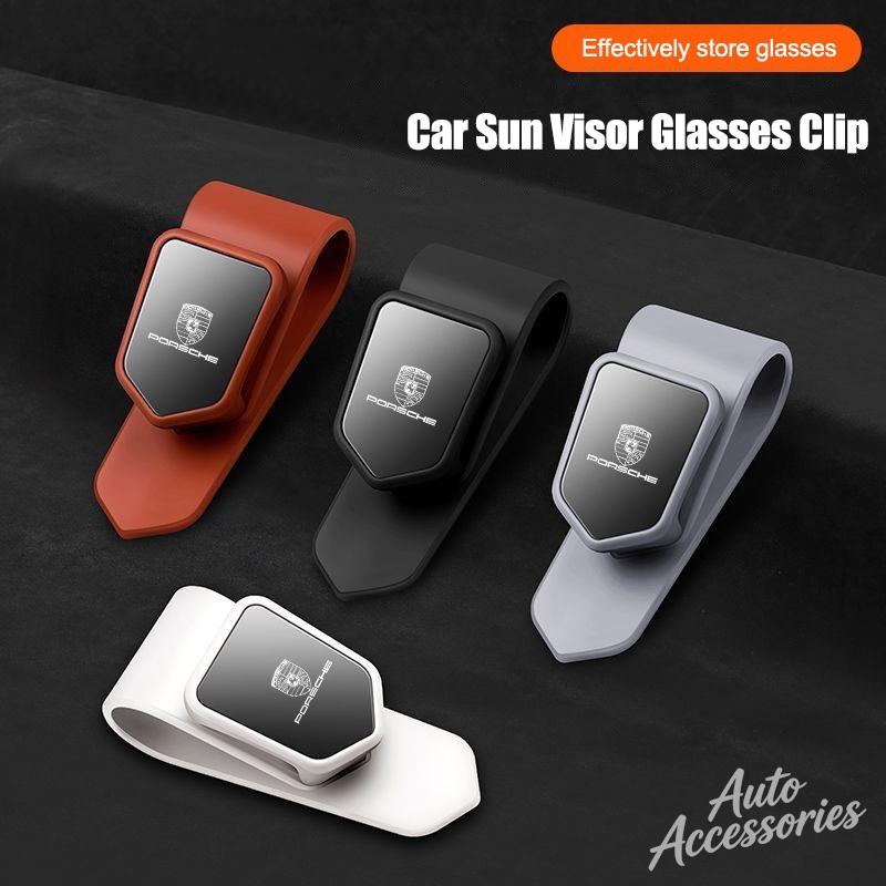 Car Interior Sun Visor Glasses Holder Sunglasses Case Card Ticket Holder Clip For Porsche Boxster Cayman Cayenne Macan Panamera