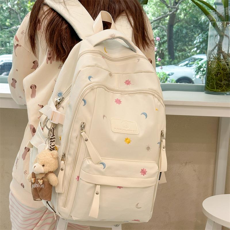 Zaino Stile College da Donna Zaino Ricamato Zaino Scolastico per Studenti