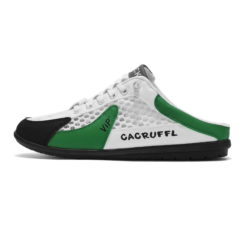 2025 autumn new breathable hole shoes men's bag head slippers mesh shoes Korean version casual half-drag men's shoes