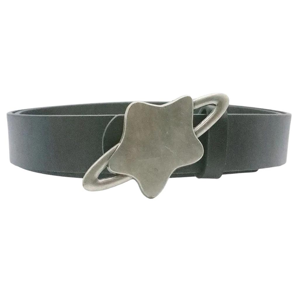 Fashionable Star Buckle Belt for Lady Girls and Women Classic Solid Color Waist Ornament Adjustable PU Leather Sash