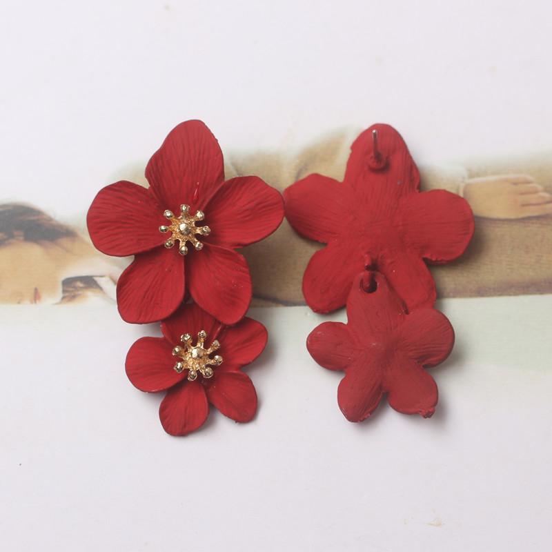 Koreanische Neue Doppel-schichten Blume Tropfen Ohrringe für Damen Übertrieben Frauen Floral Ohrringe Modeschmuck aretes de mujer