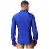 Mens Deep V Neck Long Sleeve Leotard Glitter Rhinestones Bodysuit Openable Crotch Latin Jazz Dance Ballet Costume