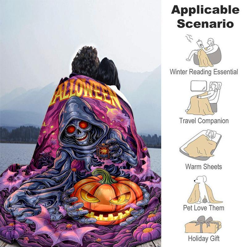 1pc Halloween Theme Cartoon Blanket  Soft Throw for Home Decor, Gift Idea, Living Room, Travel, Camping, Car Blankets