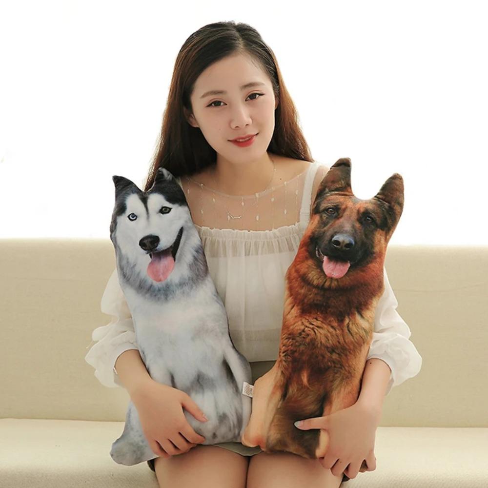 50cm Sevimli Simülasyon Köpek Peluş Oyuncak 3D Baskı Doldurulmuş Hayvan Köpek Peluş Yastık Doldurulmuş Karikatür Yastık Çocuk Bebek Ev Dekor Hediye