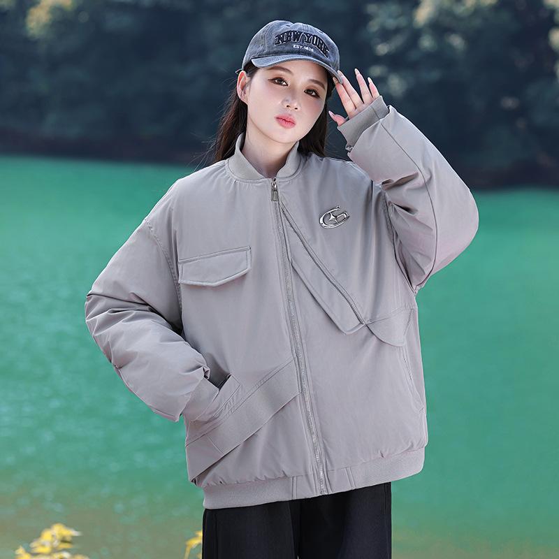 Real Shot Couple Street Cotton Clothes Design Sense Baseball Flight Clothes Women's Loose Tooling Jacket Jacket