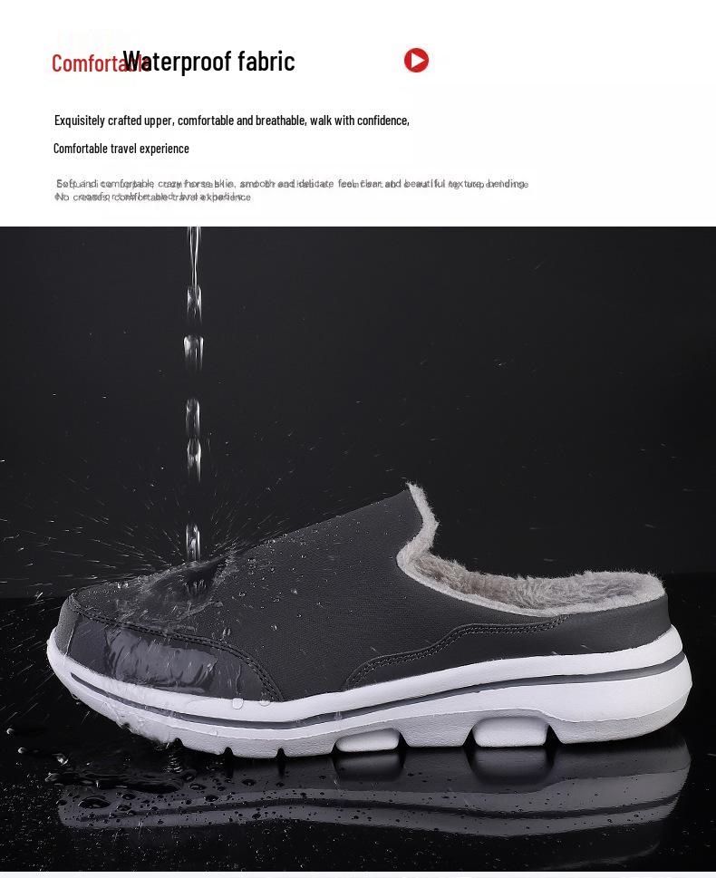 2025 Autumn/Winter Plus Size Furry Couple's Velvet Cotton Half Slippers - Warm, Casual Footwear for Men and Women