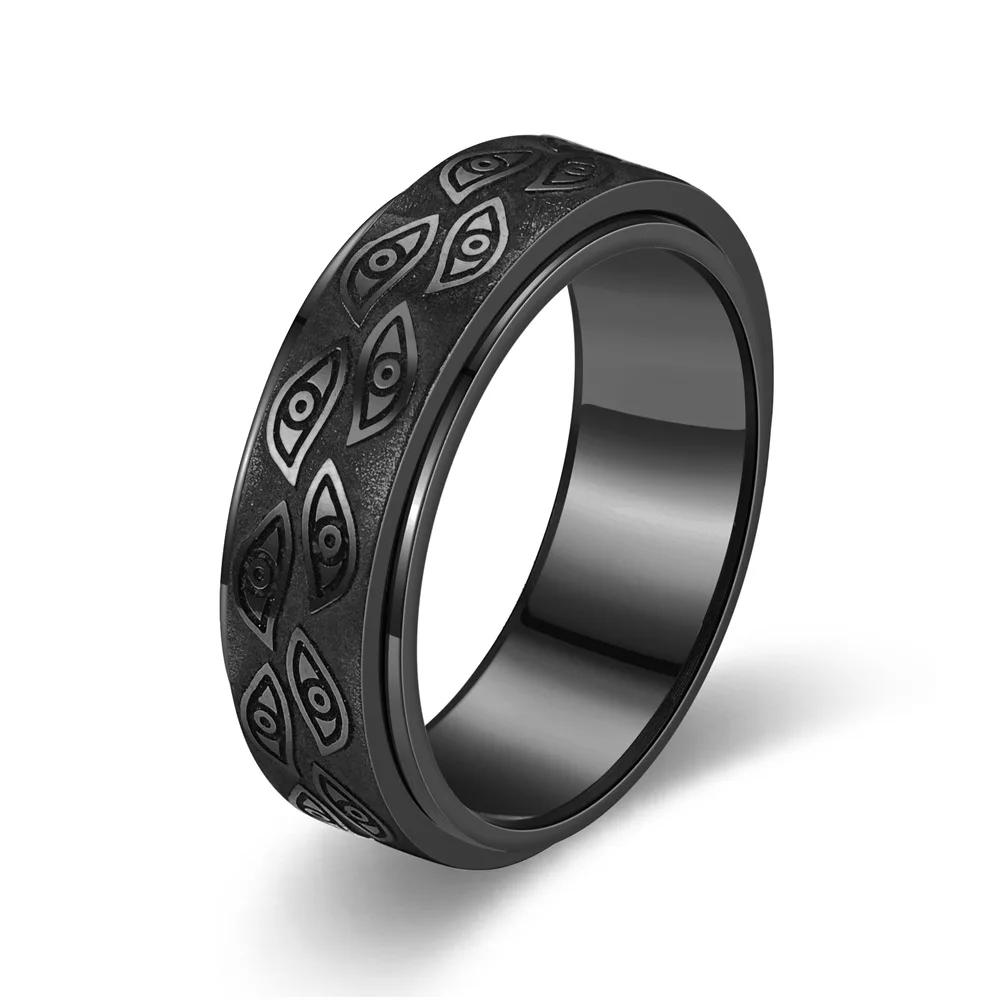 

Unisex Carved Eyes Vintage Punk Stainless Steel Ring - Rock Culture Accessory Finger for Men And Women Party Wear 11&No Engrave чорний