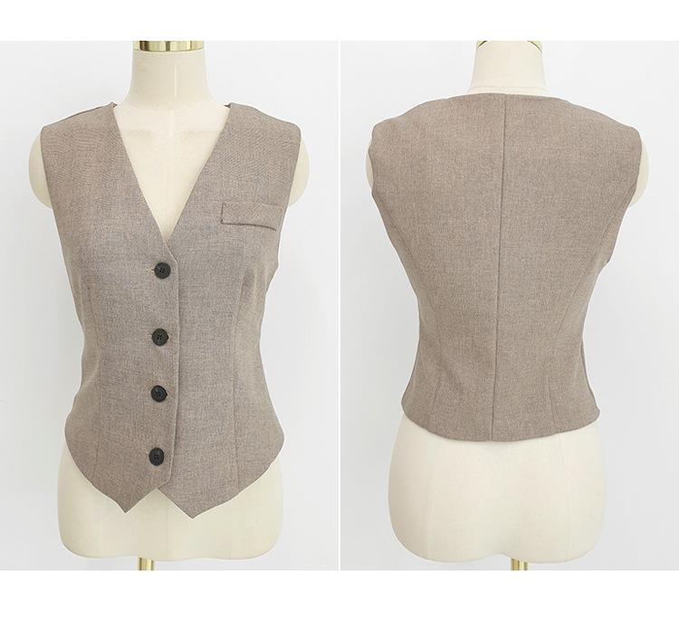 Dámský oblek v korejském stylu, podzim 2025: Elegantní třídílný set s bundou, vestou a kalhotami