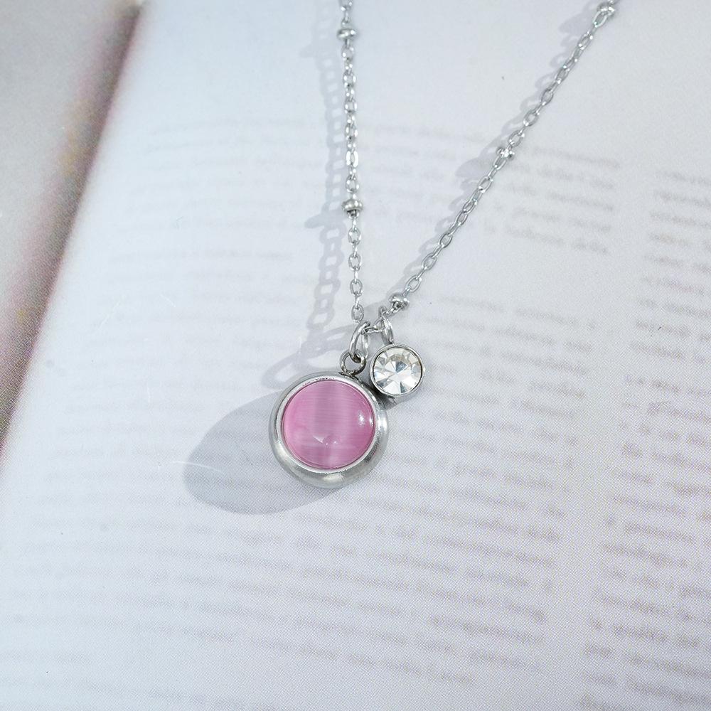 Cat Eye Rhinestone Clavicle Necklace: Full Titanium Steel, Luxury Summer Design for Women’s High-End Style