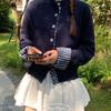 The Pink Check Shirt Layered Color Knit Cardigan