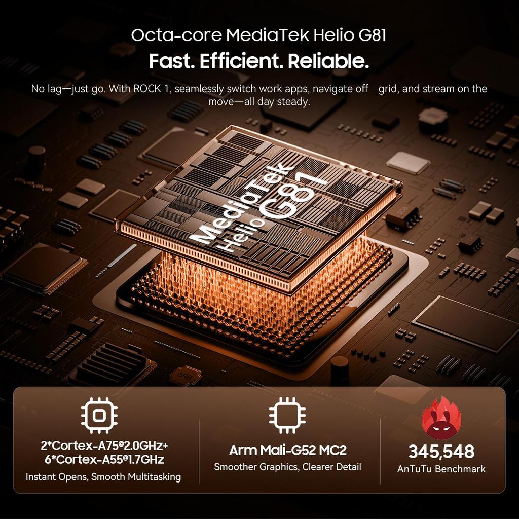 Blackview ROCK 1 Wytrzymały Smartfon z Podwójnym Ekranem 6.56'+2.01' AI Bateria 15000mAh, 24GB RAM 256GB ROM, Helio G81, 180Hz, Wodoodporność IP69K/IP68