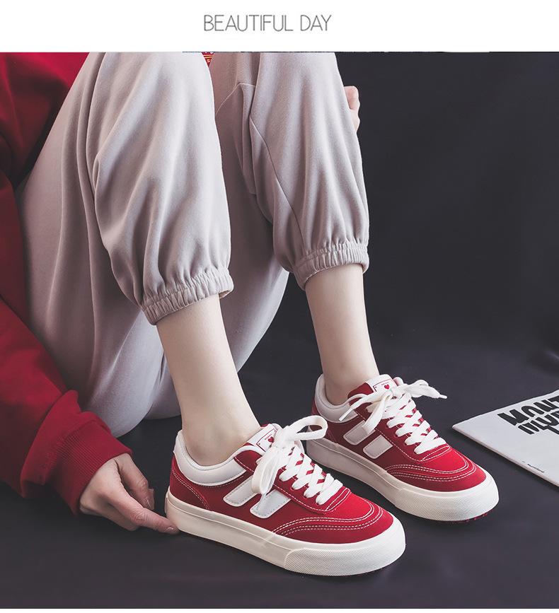 Fashion Vintage Red Canvas Low-top Women Sneakers Casual Letter Embroidery Skateboard Shoes Students Flat 2025 Fashion Zapatillas