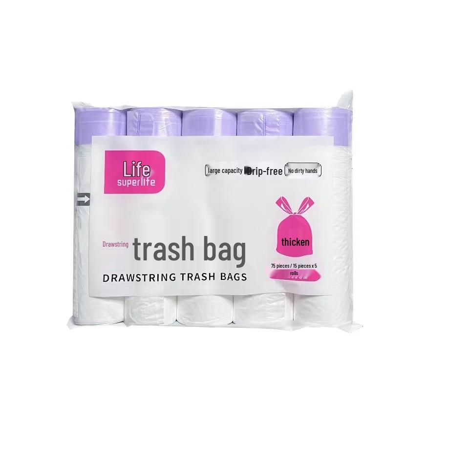 

Disposable Drawstring Trash Bags - Heavy Duty, Extra Large for Home or Hotel Use Drawstring Double-sided 2 Silk 15 Bags/Roll лаванды фиолетового
