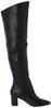 Randa Women's Knee-High Rain Boots, Suitable for All Weather, Black, Size 24.5cm