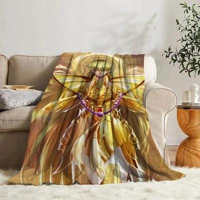 Cartoon Blanket Saint Seiya Sofa Camp Nap Bedspread Soft Bicycle Blanket Fleece Home Textile Birthday Gift Blanket Bedroom Decor