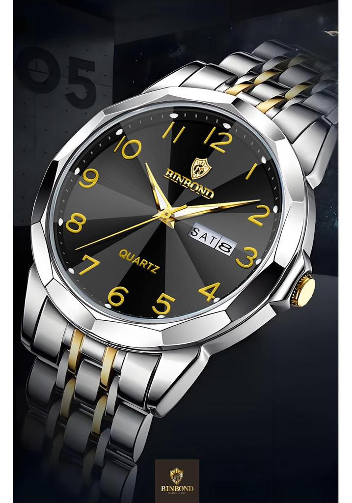 Genuine Men's Waterproof Korean-Style Luminous Quartz Watch with Double Calendar