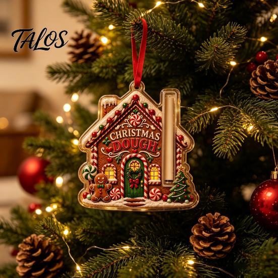 Acrylic Hanging Decorations for Tree 2D Christmas Cash Holder Ornament, Gift Card Fun Accessories Xmas Decor, Reusable Pocket Keepsake Holiday