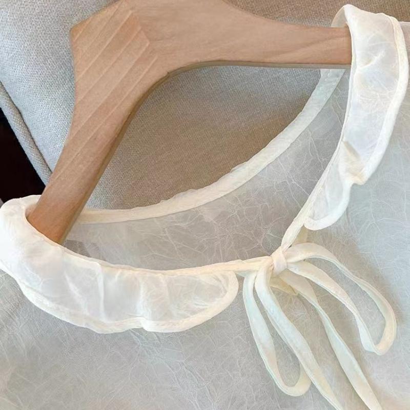 Ruffled Chiffon Tie-Front Blouse Women's Spring Autumn French Soft Style Loose Layering Inner Wear Sun-Protective Outer Wear Trendy
