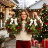 Christmas Wreath Pine Needle Garland Artificial Bowknot Pinecone Door Hanging Ornament Holiday Home Party Wall Decoration