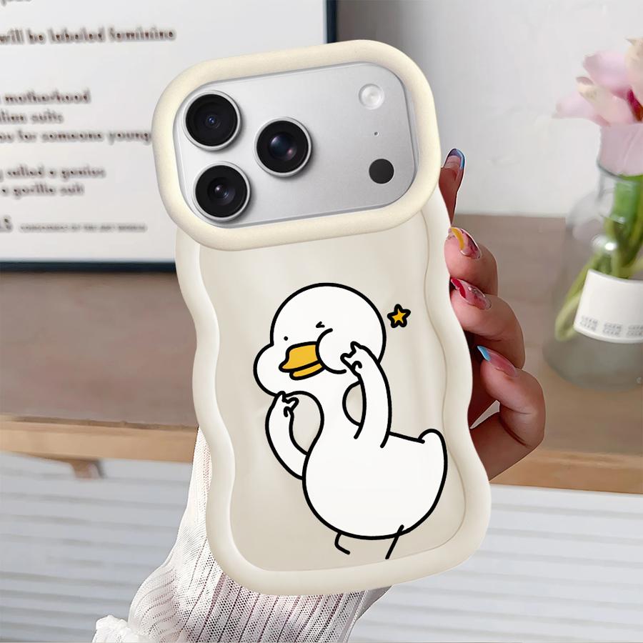 Cartoon-Enten-Hülle für iPhone 14 15 Plus XR 16 Pro Max 12 8 11 17 Air 13 Weiche Handyhülle