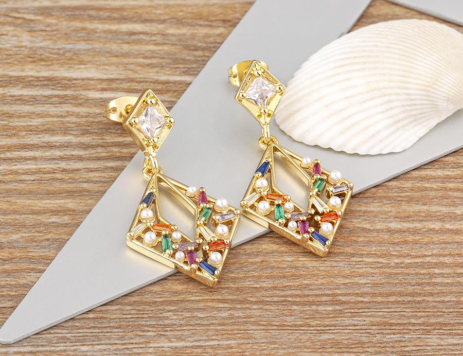 Nidin Japan and Korea New Fashion Long Drop Earrings Inlaid Zircon Pearl Shiny Temperament Ear Jewelry Anniversary Party Gifts