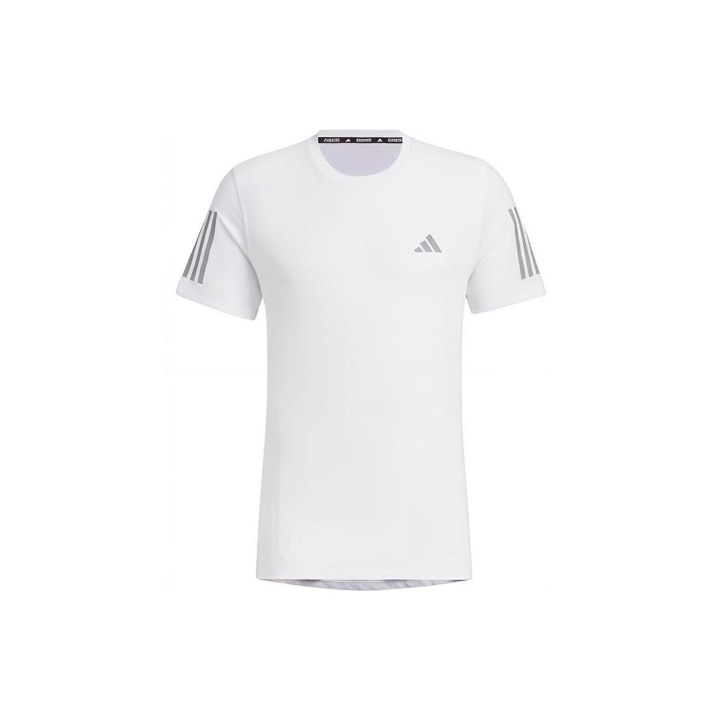 Adidas Reflective Stripe Sports Crew Neck Short Sleeve T-Shirt Men Tops White JF1472